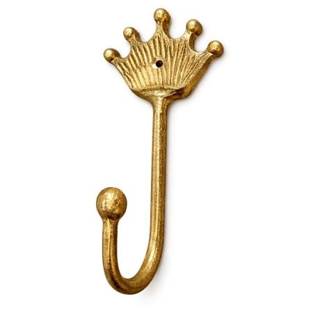 Handcrafted Gold Metal Crown Wall Hook Decorative Storage